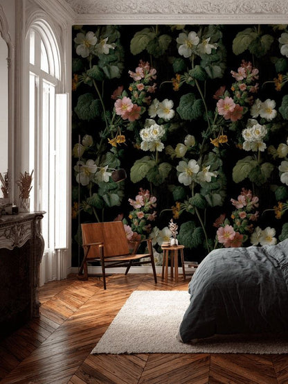 Dark Floral Wildflower Botanical Wallpaper