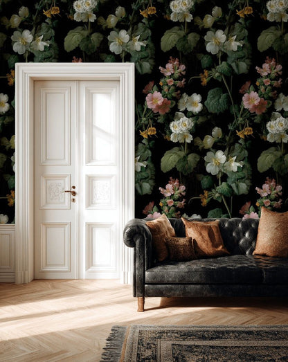Dark Floral Wildflower Botanical Wallpaper