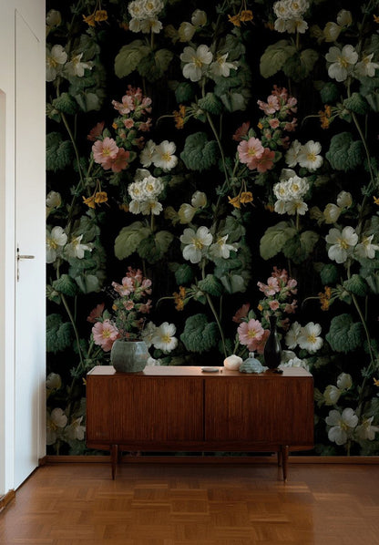 Dark Floral Wildflower Botanical Wallpaper