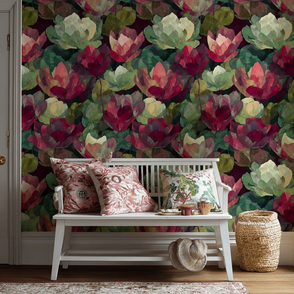 Floral Watercolor Wallpaper Botanical Rose Garden Wall Mural