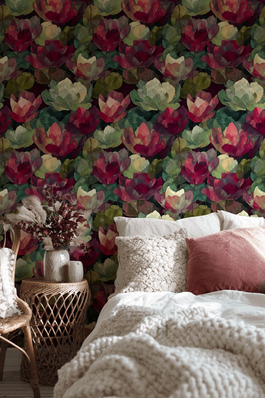 Floral Watercolor Wallpaper Botanical Rose Garden Wall Mural