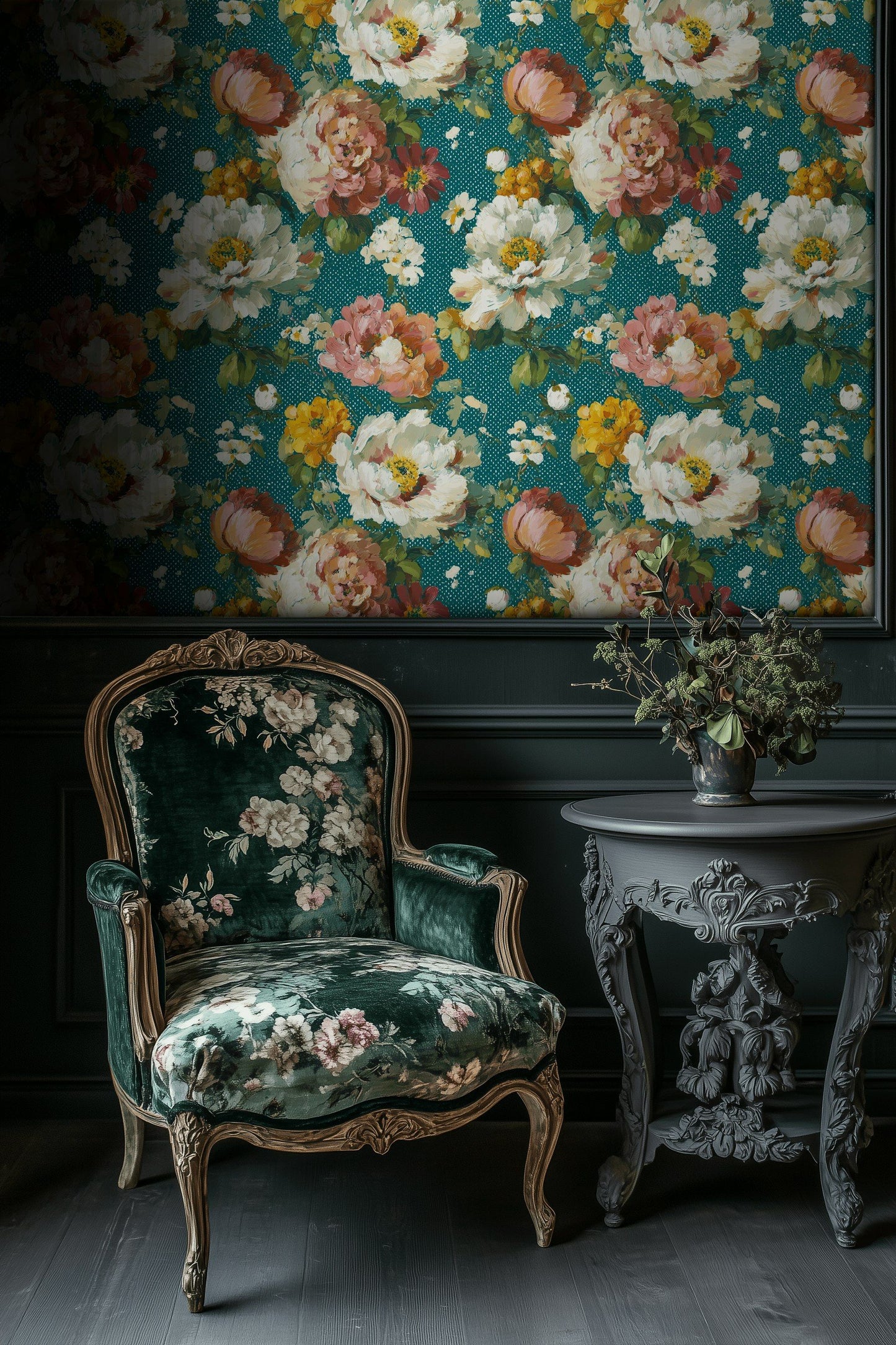 Vintage Floral Wallpaper Botanical Painterly Wall Mural