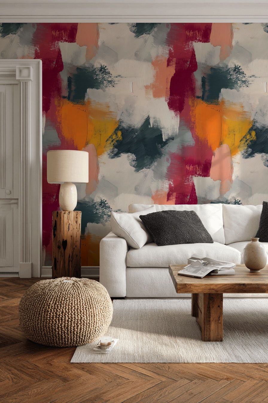Abstract Brushstroke Wallpaper Modern Colorful Wall Mural