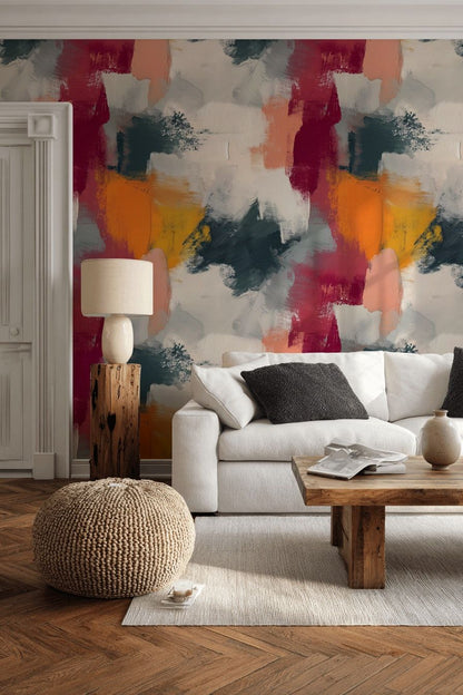 Bold Multicolor Brushstroke Abstract Wallpaper