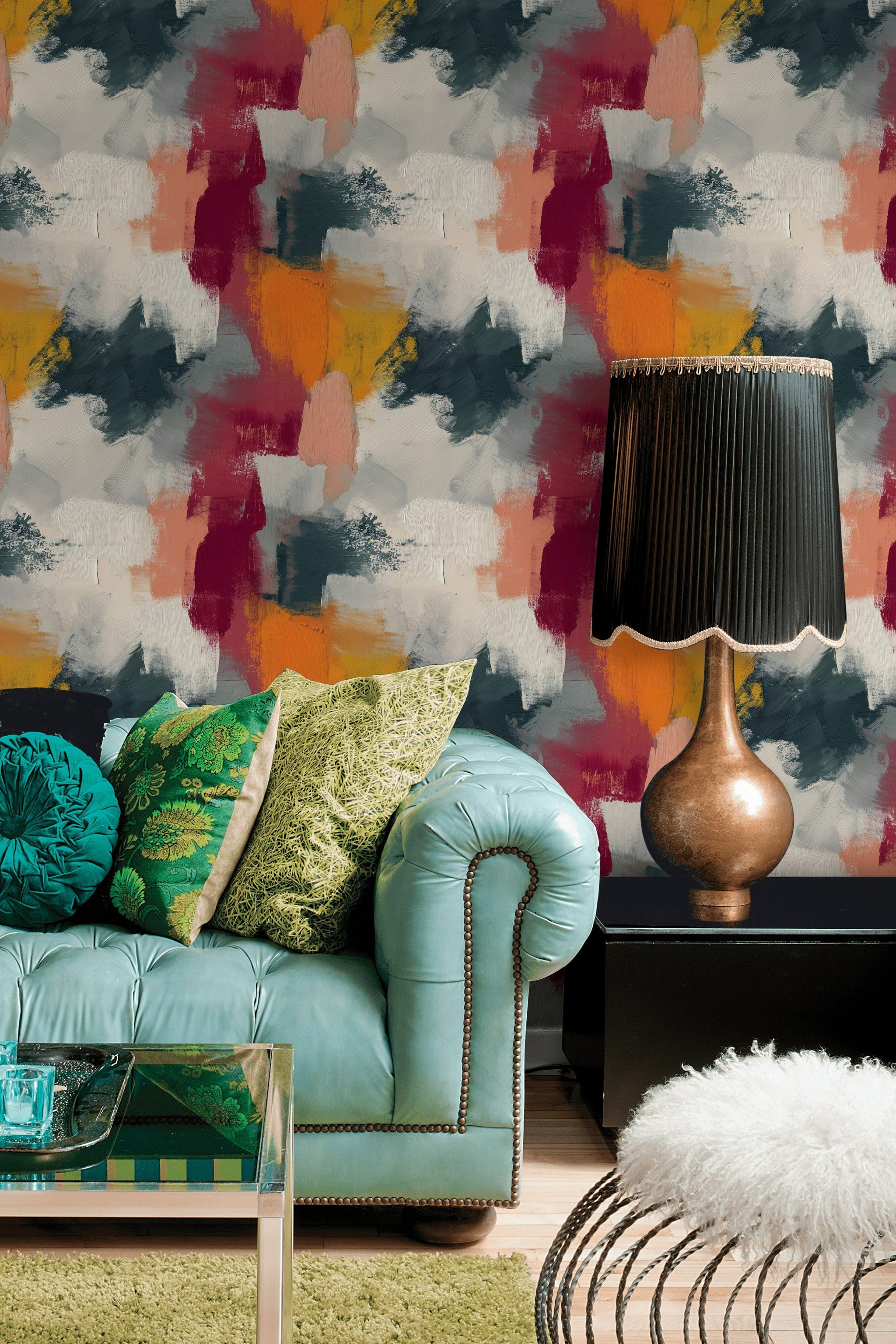 Bold Multicolor Brushstroke Abstract Wallpaper