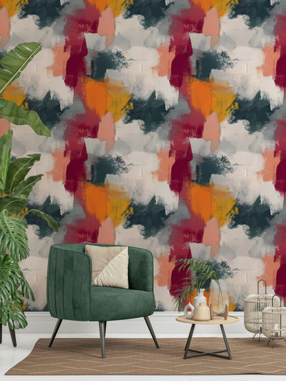 Bold Multicolor Brushstroke Abstract Wallpaper