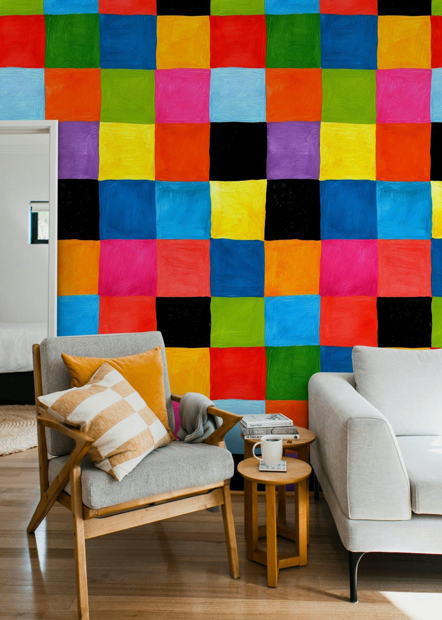 Color Block Wallpaper Geometric Modern Wall Mural