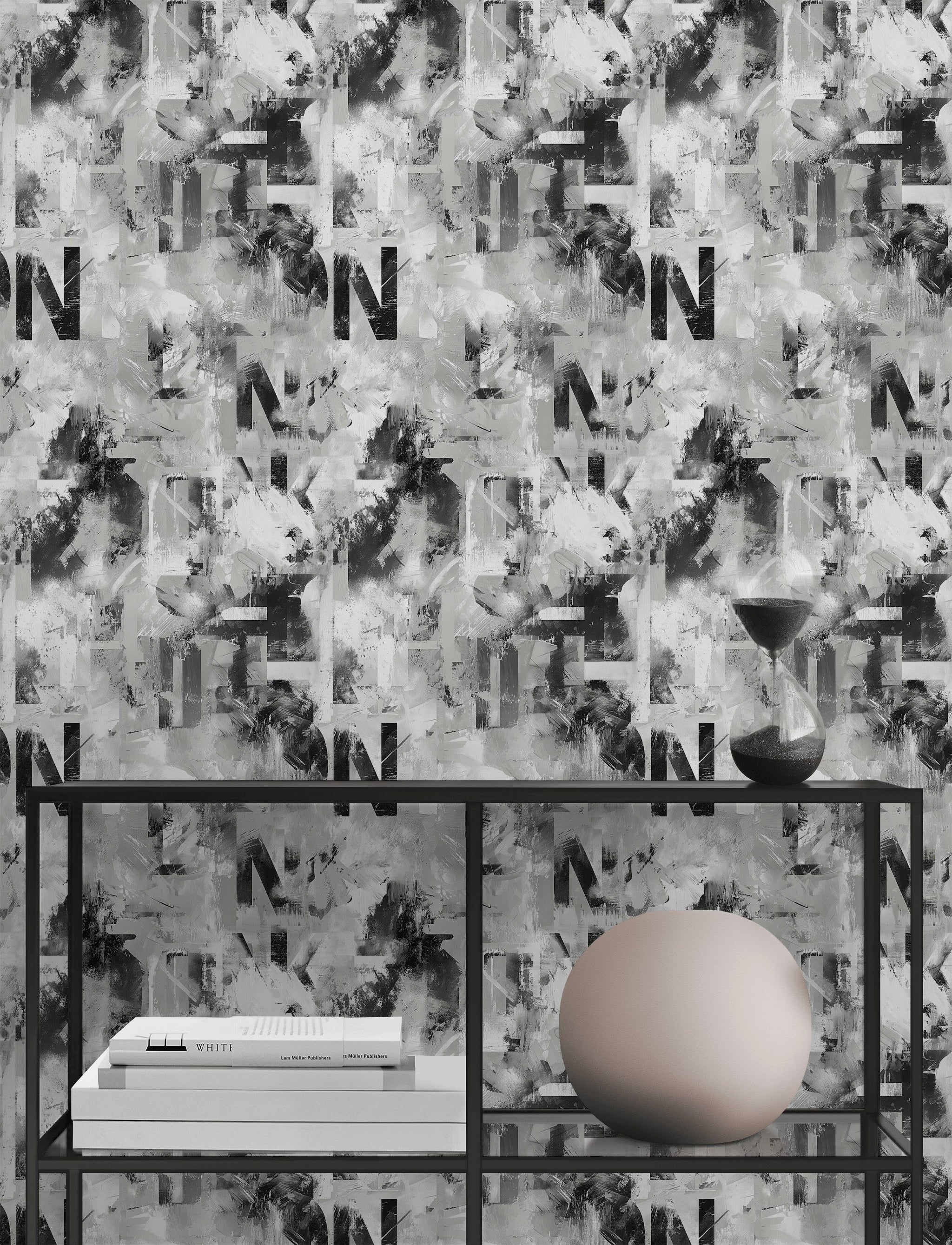 Monochrome Abstract Brushstroke Wallpaper