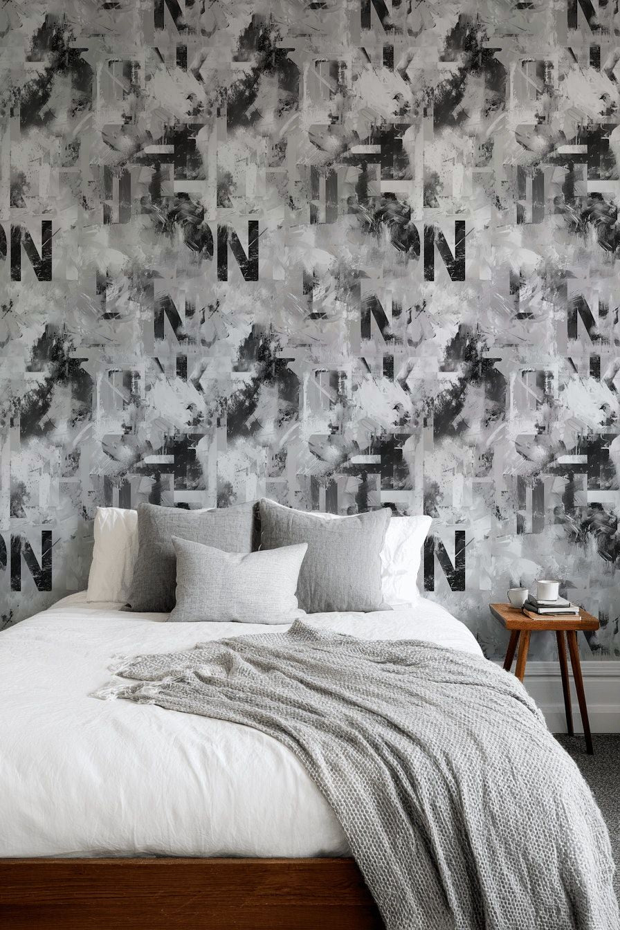 Monochrome Abstract Brushstroke Wallpaper