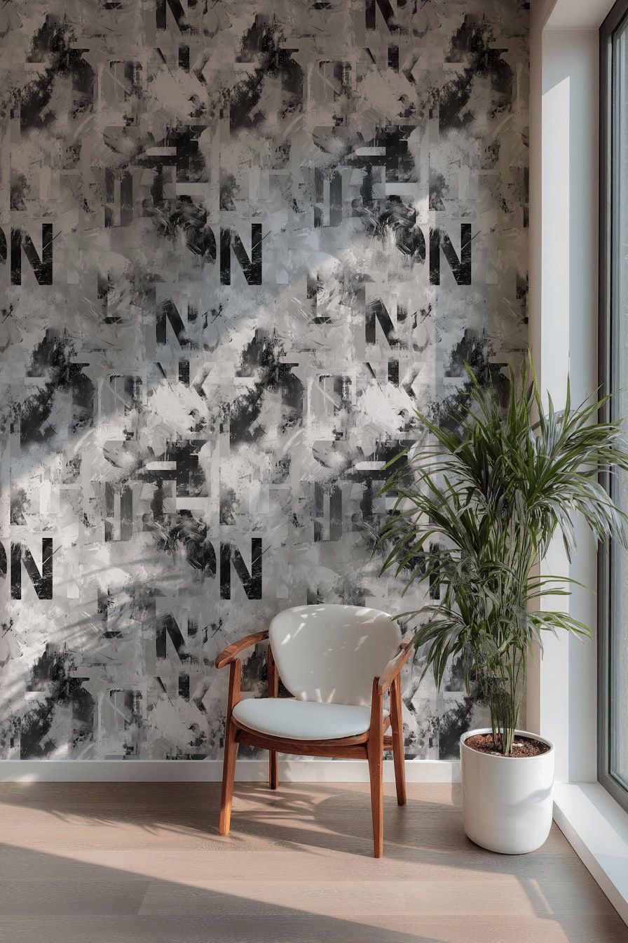 Abstract Black And White Wallpaper Modern Art Wall Mural
