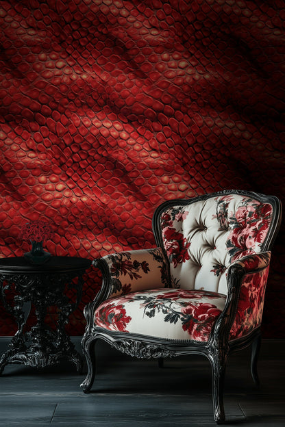 Crimson Red Textured Abstract Wallpaper