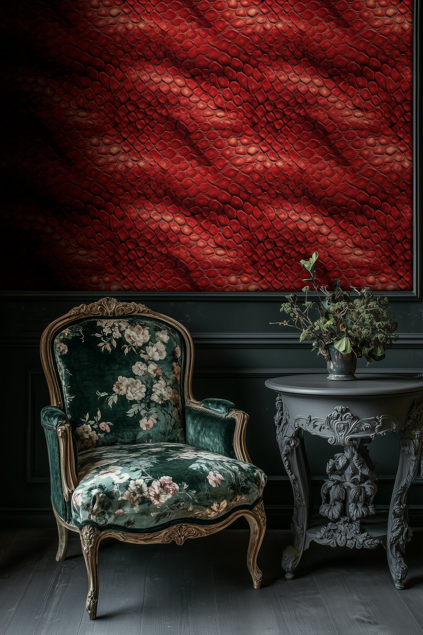 Red Snake Skin Wallpaper Textured Pattern Exotic Wall Mural