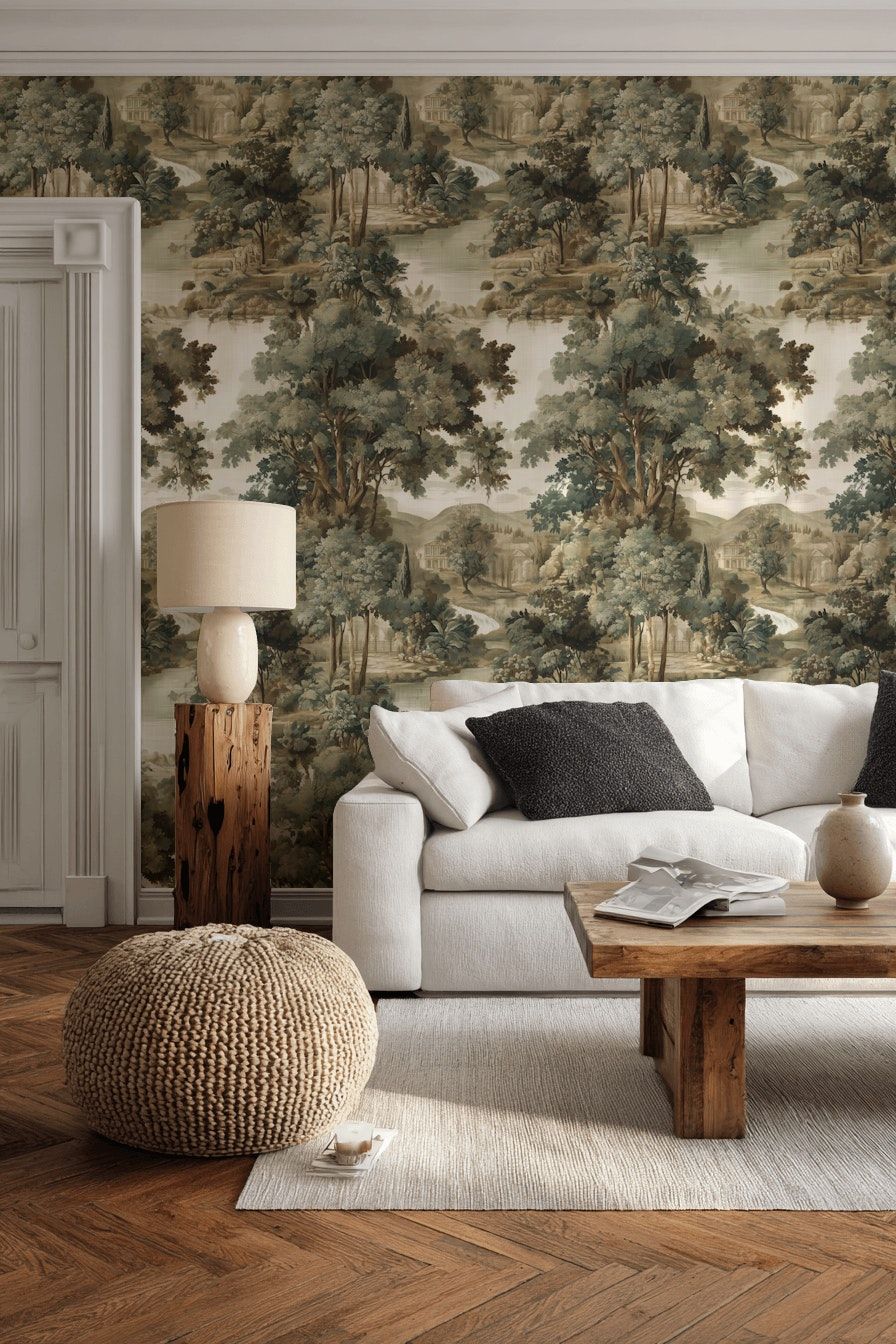 Toile Landscape Wallpaper Vintage Scenic Wall Mural