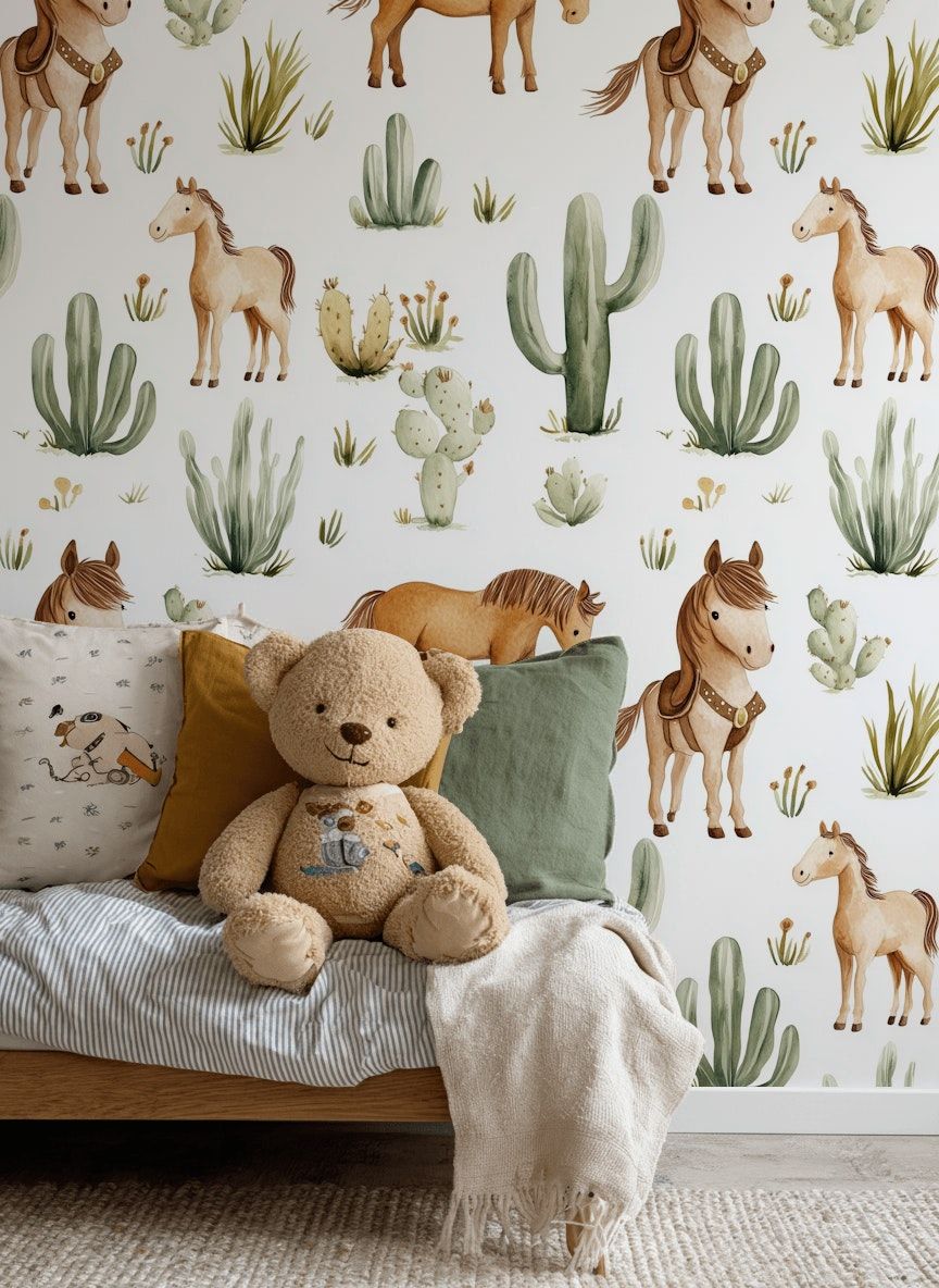 Wild West Horses Wallpaper Desert Western Wall Mural