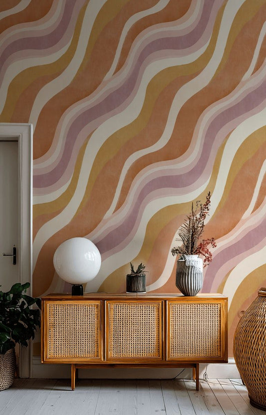 Retro Wave Wallpaper Abstract Geometric Wall Mural