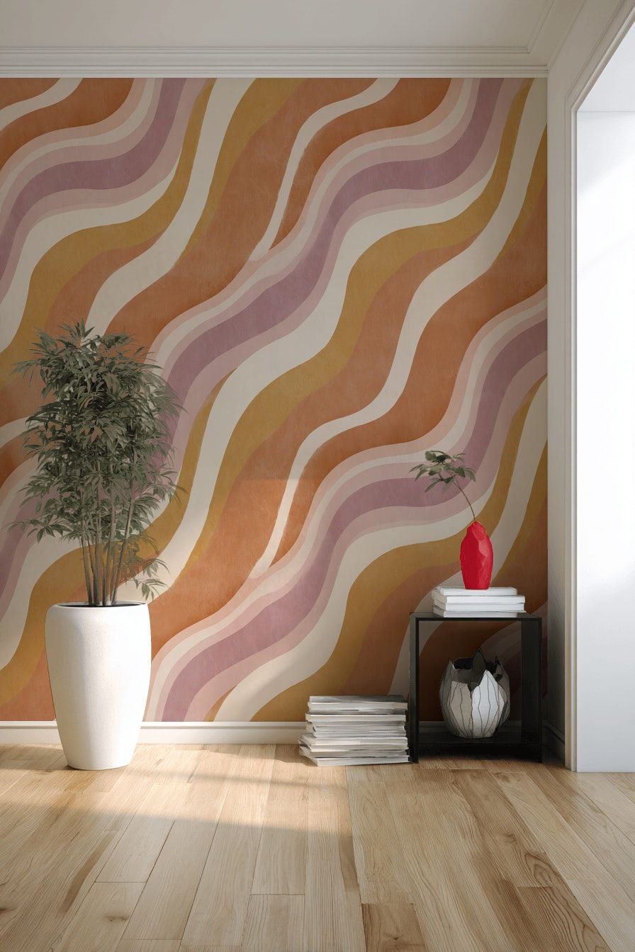 Retro Wave Wallpaper Abstract Geometric Wall Mural