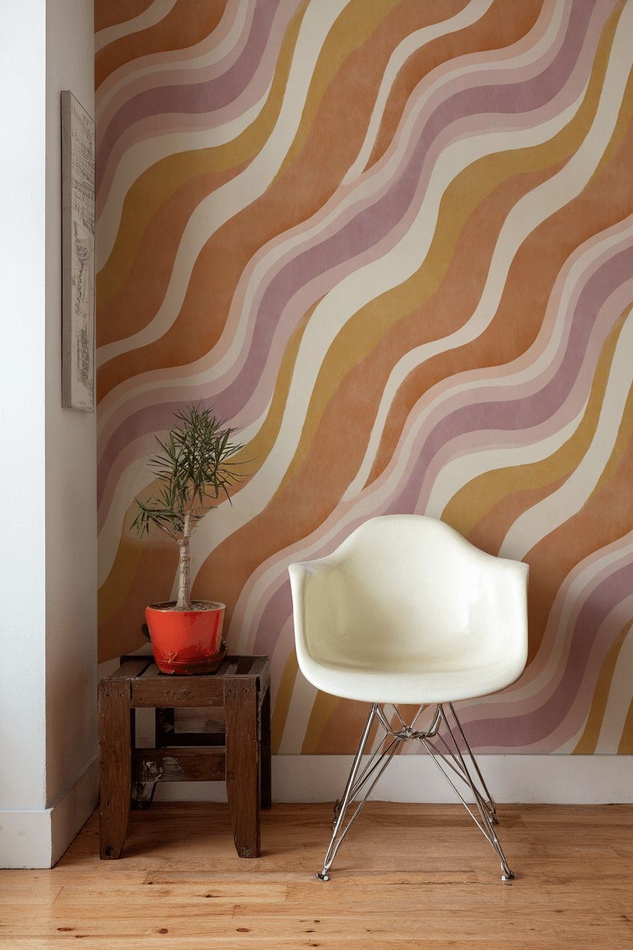 Retro Wave Wallpaper Abstract Geometric Wall Mural