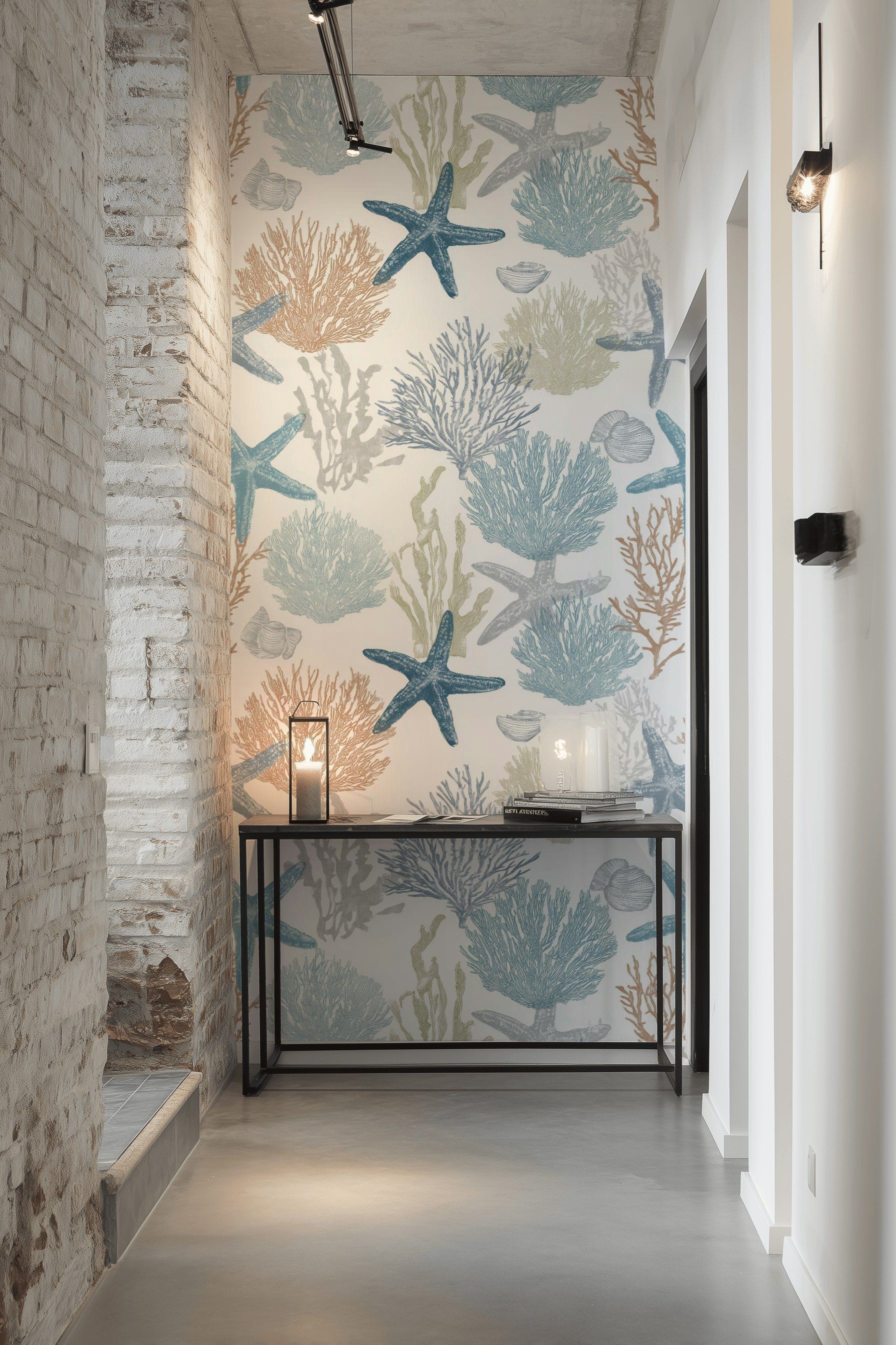 Cream and Blue Starfish Underwater Wallpaper