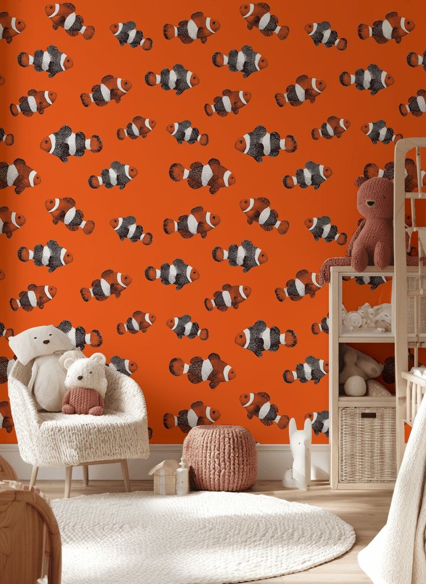 Clownfish Wallpaper Orange Sea Life Ocean Wall Mural
