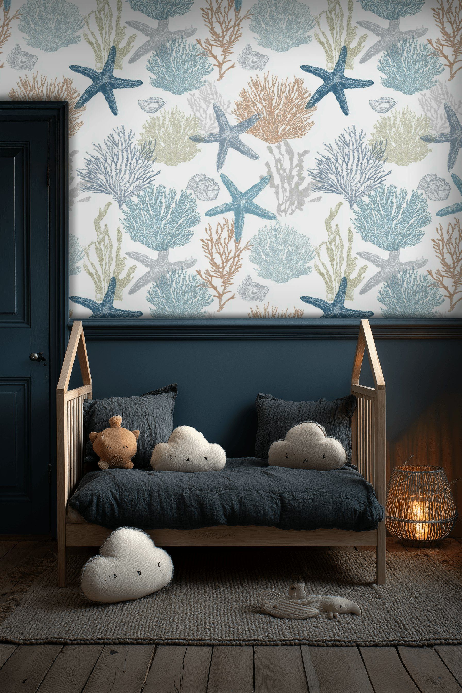 Cream and Blue Starfish Underwater Wallpaper