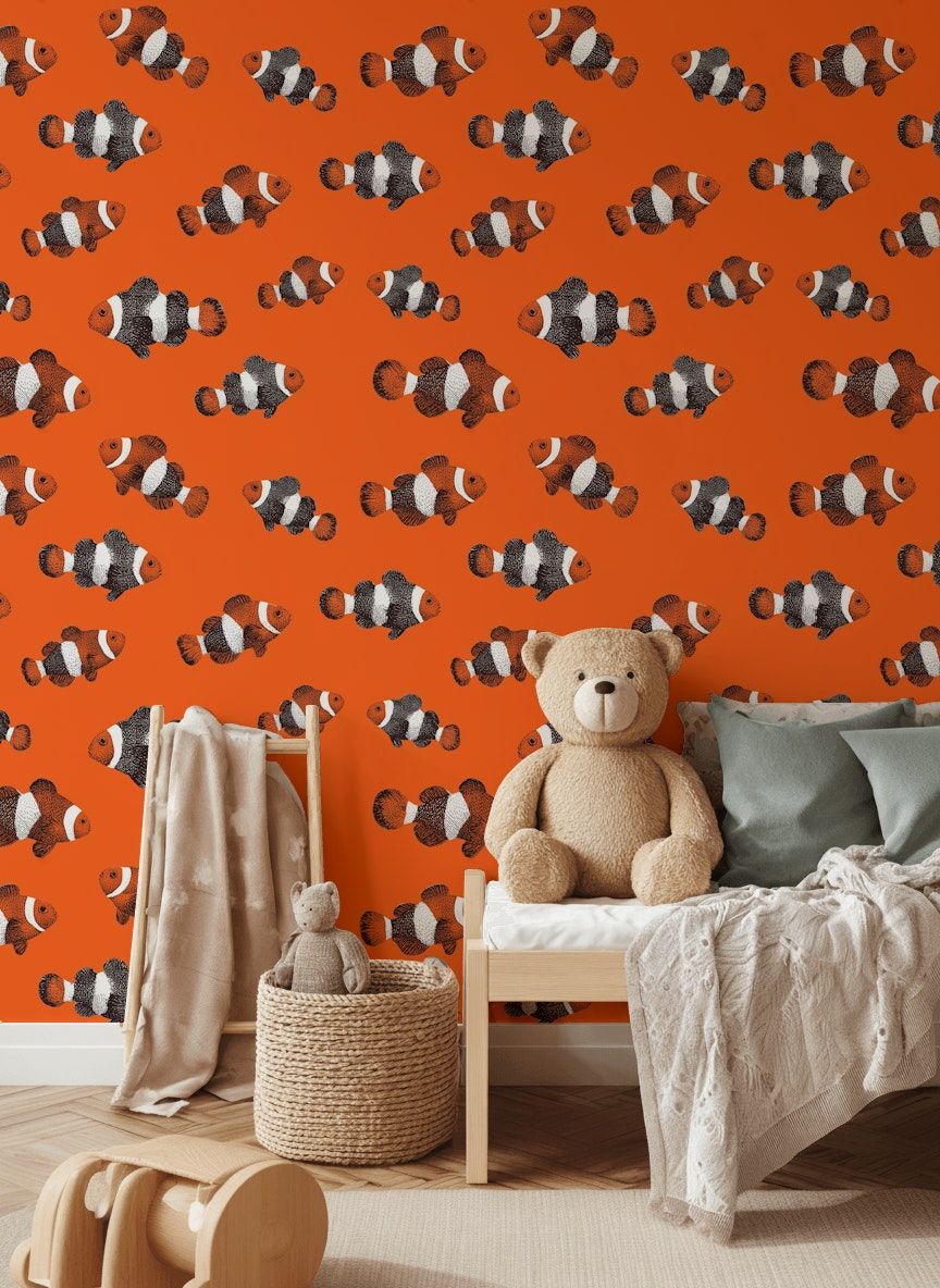 Clownfish Wallpaper Orange Sea Life Ocean Wall Mural