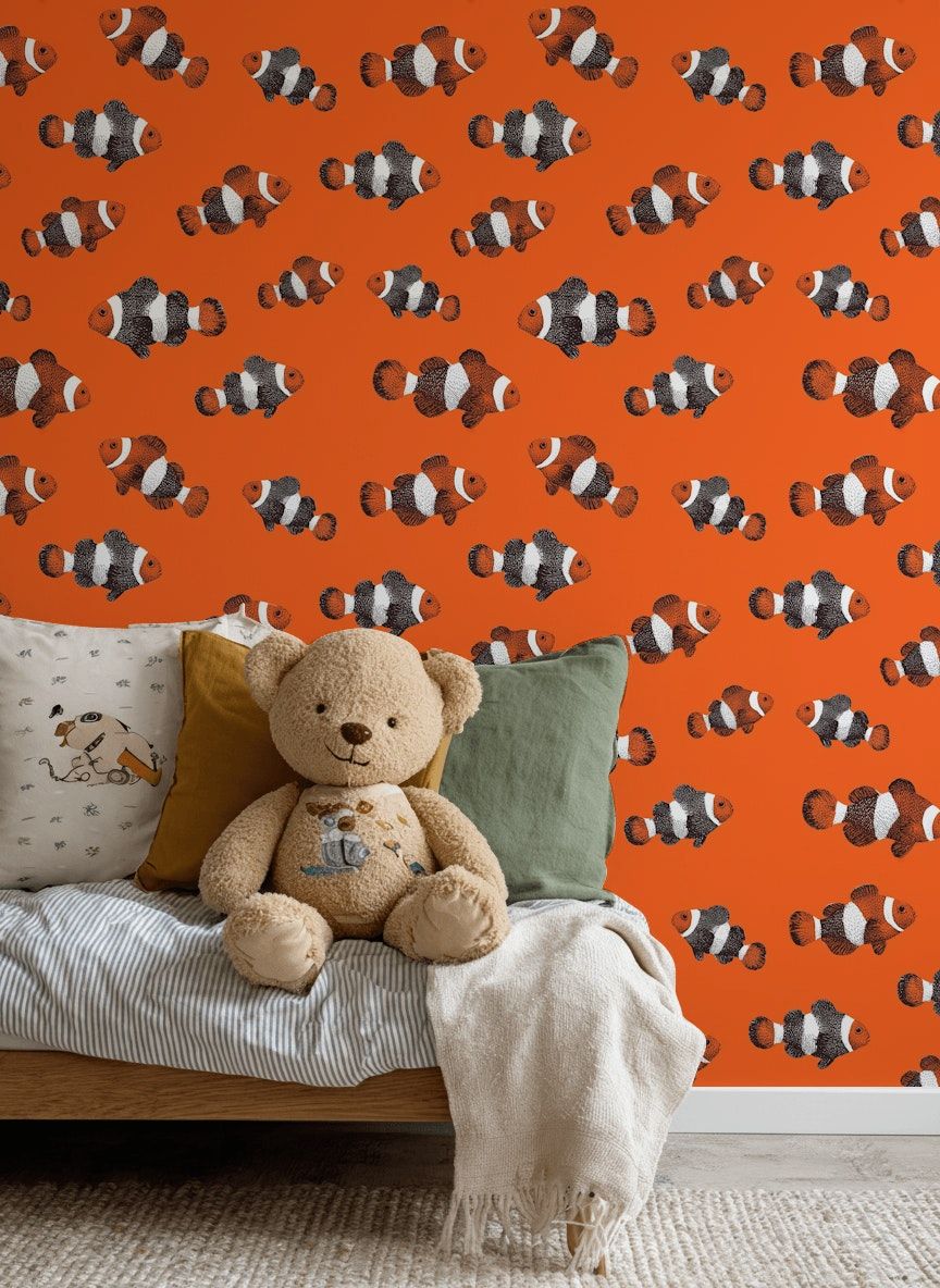 Clownfish Wallpaper Orange Sea Life Ocean Wall Mural