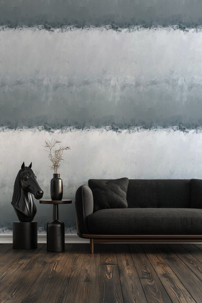 Gray and White Horizontal Abstract Stripe Wallpaper