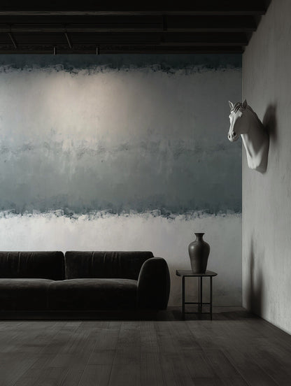 Gray and White Horizontal Abstract Stripe Wallpaper