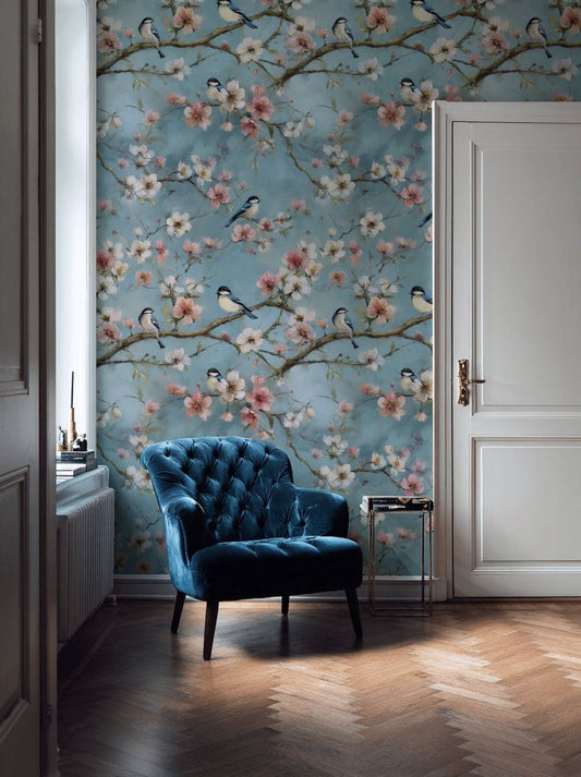 Bird And Blossom Wallpaper Vintage Floral Wall Mural