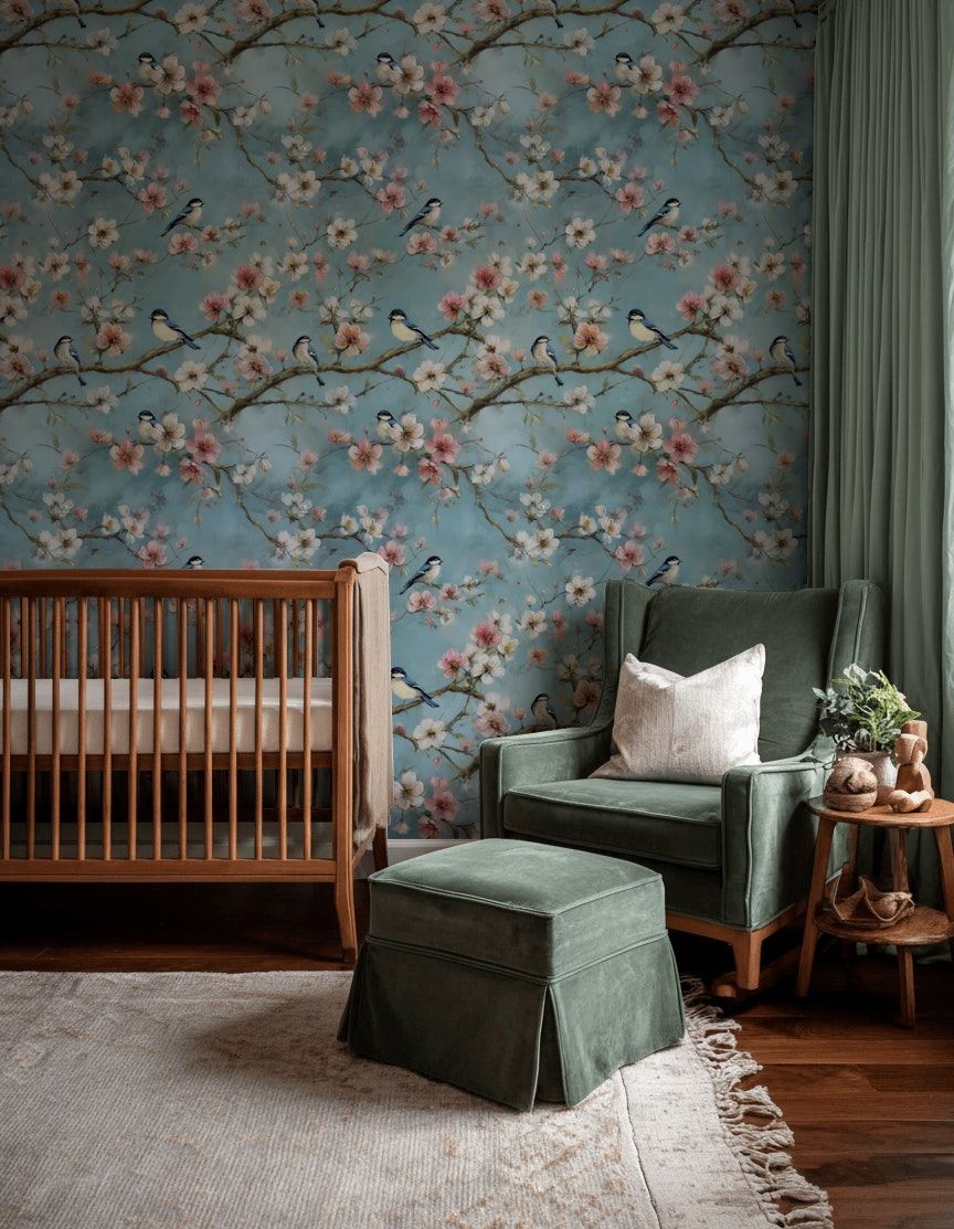 Bird And Blossom Wallpaper Vintage Floral Wall Mural