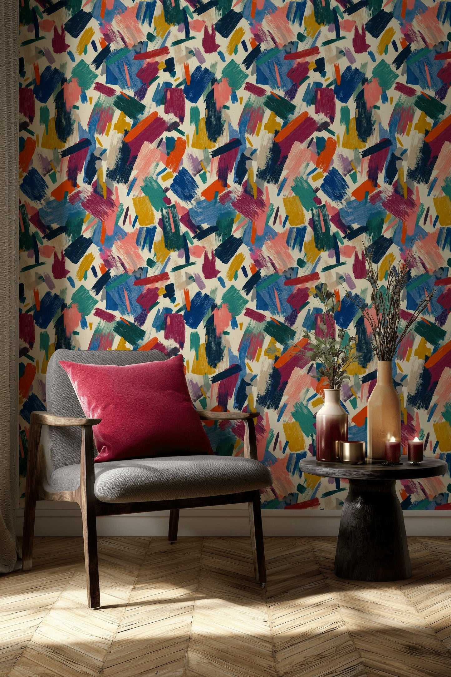 Abstract Brushstroke Wallpaper Colorful Modern Wall Mural