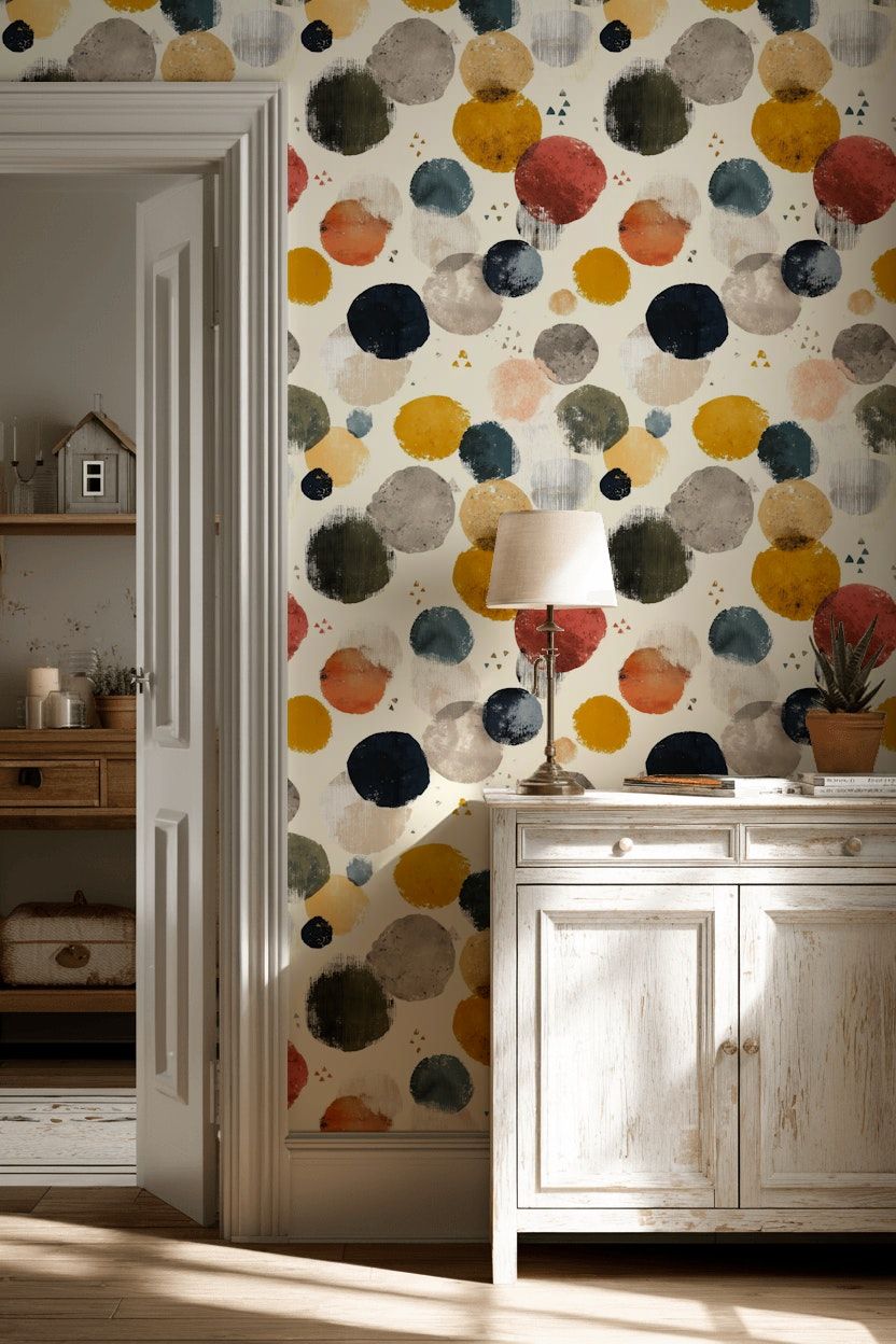 Abstract Circle Pattern Wallpaper Modern Geometric Wall Mural