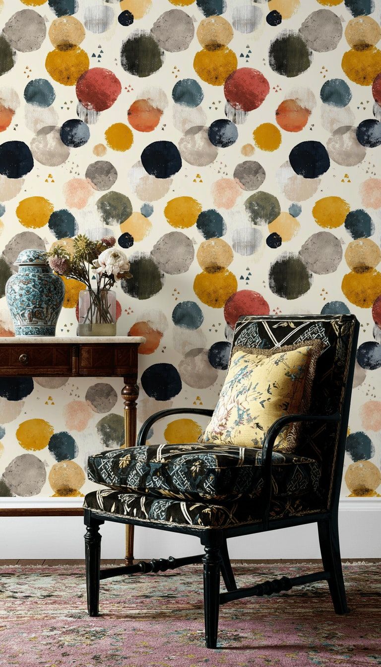 Multicolor Abstract Circular Pattern Wallpaper