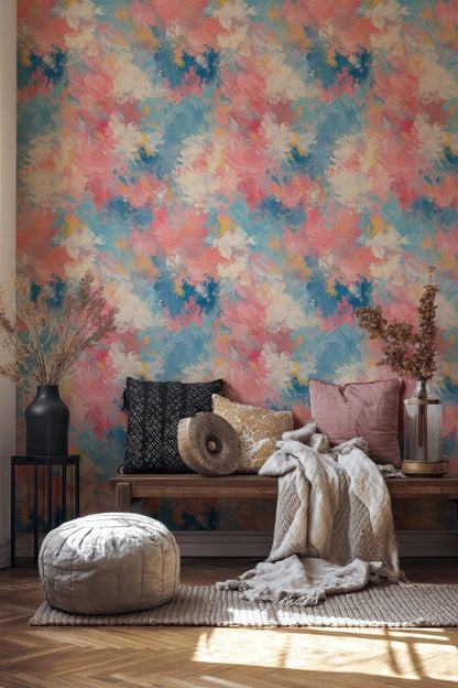 Vibrant Pastel Abstract Brushstroke Wallpaper