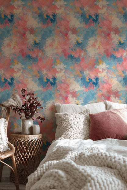 Vibrant Pastel Abstract Brushstroke Wallpaper