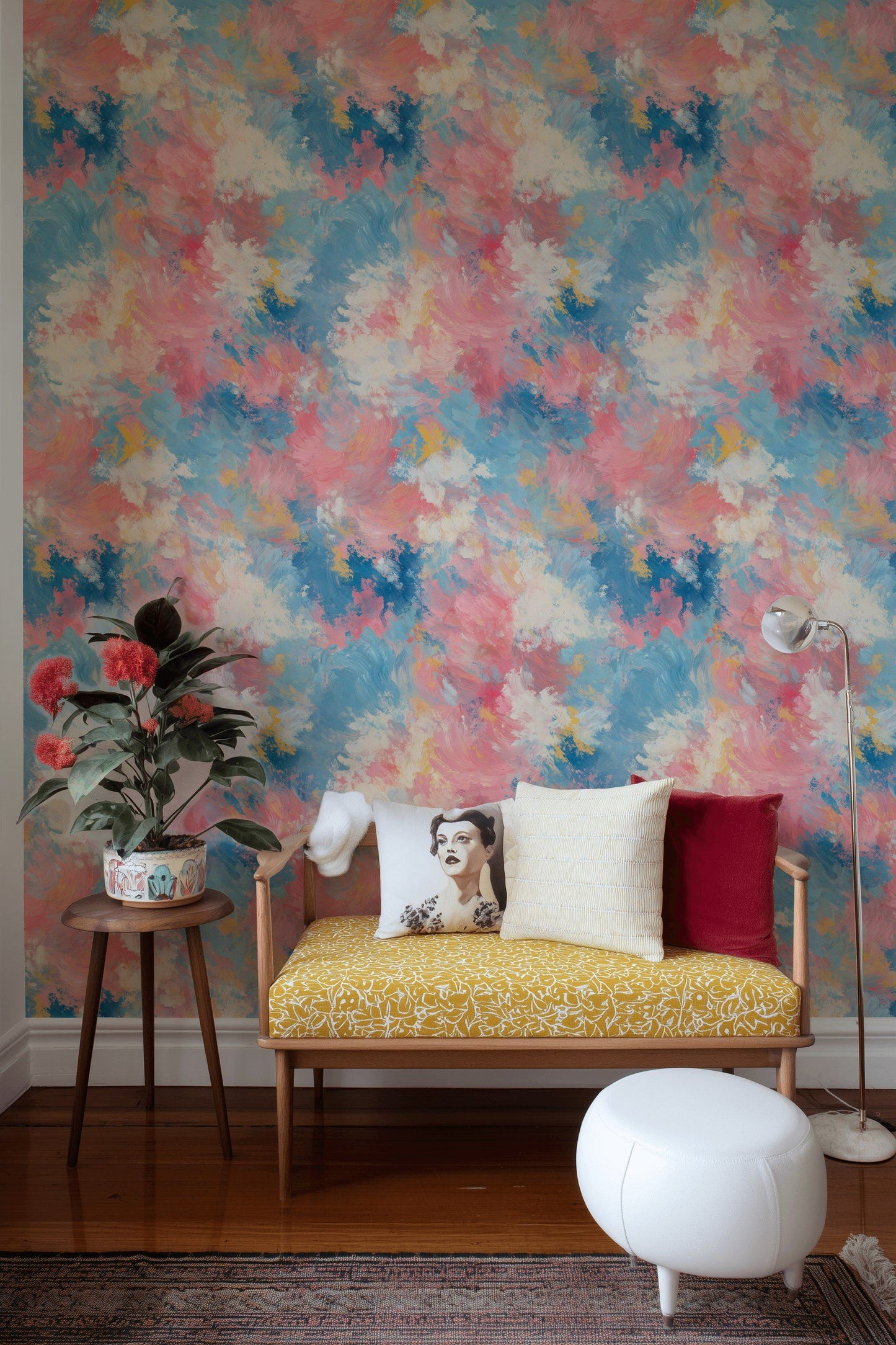 Abstract Cloud Wallpaper Pastel Brushstroke Wall Mural