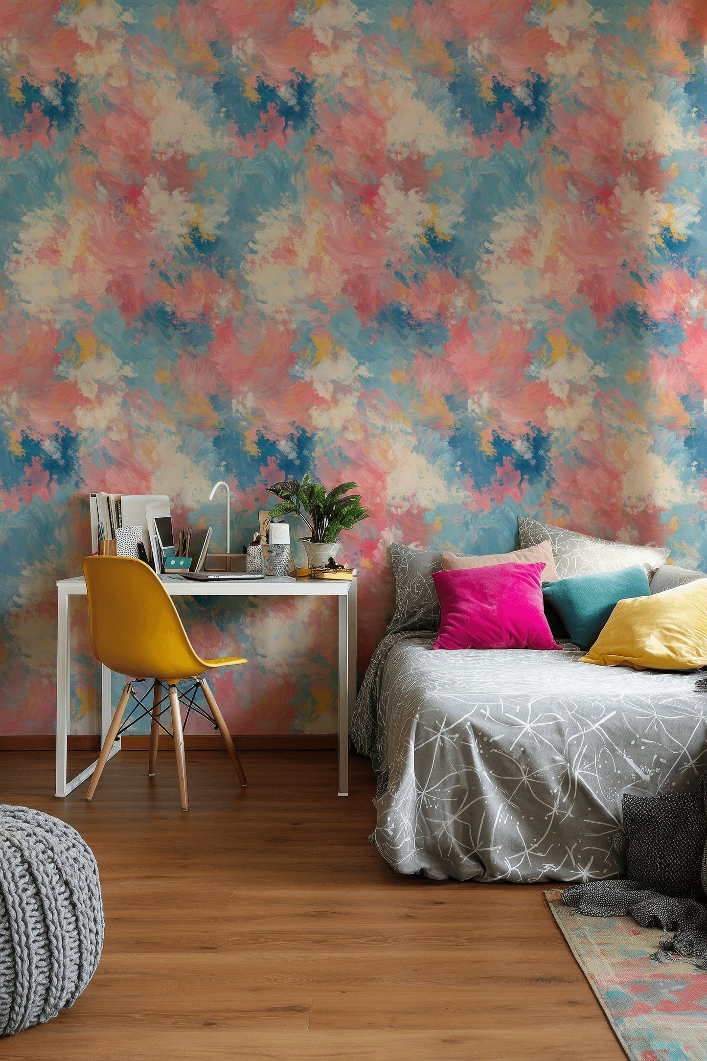 Abstract Cloud Wallpaper Pastel Brushstroke Wall Mural