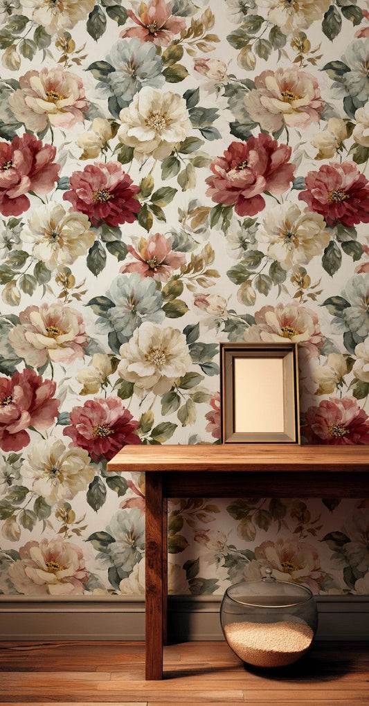 Vintage Floral Bloom Wallpaper Botanical Wall Mural