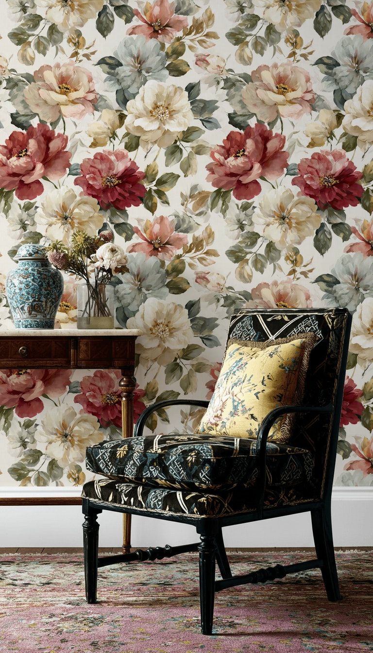 Vintage Floral Bloom Wallpaper Botanical Wall Mural