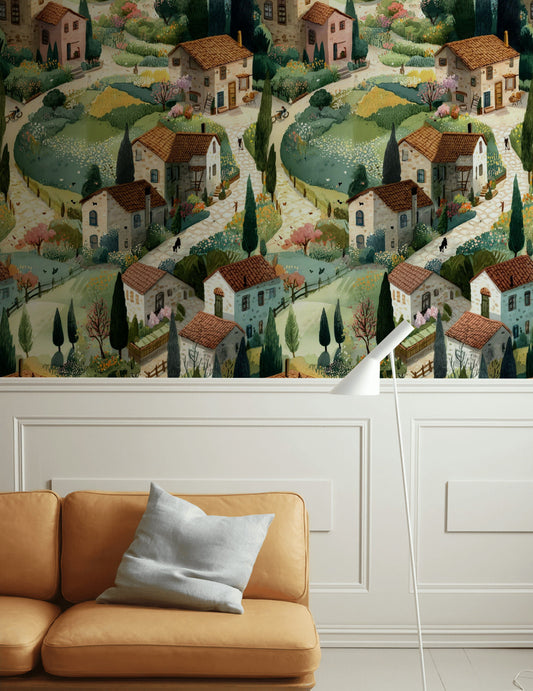 Tuscan Village Wallpaper Countryside Italian Wall Mural