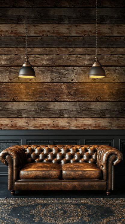 Rustic Brown Weathered Wood Plank Wallpaper