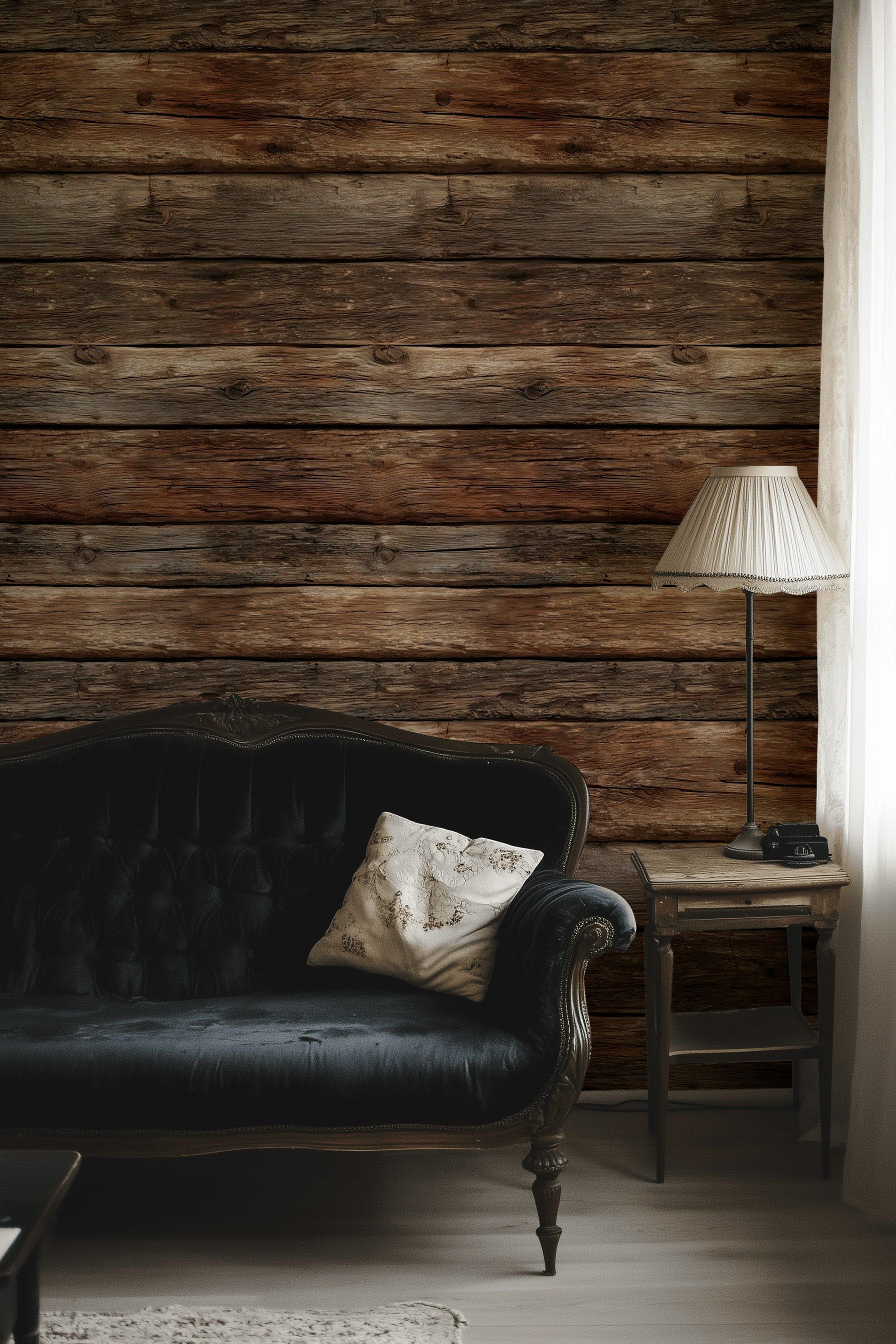 Aged Chestnut Wood Plank Effect Wallpaper