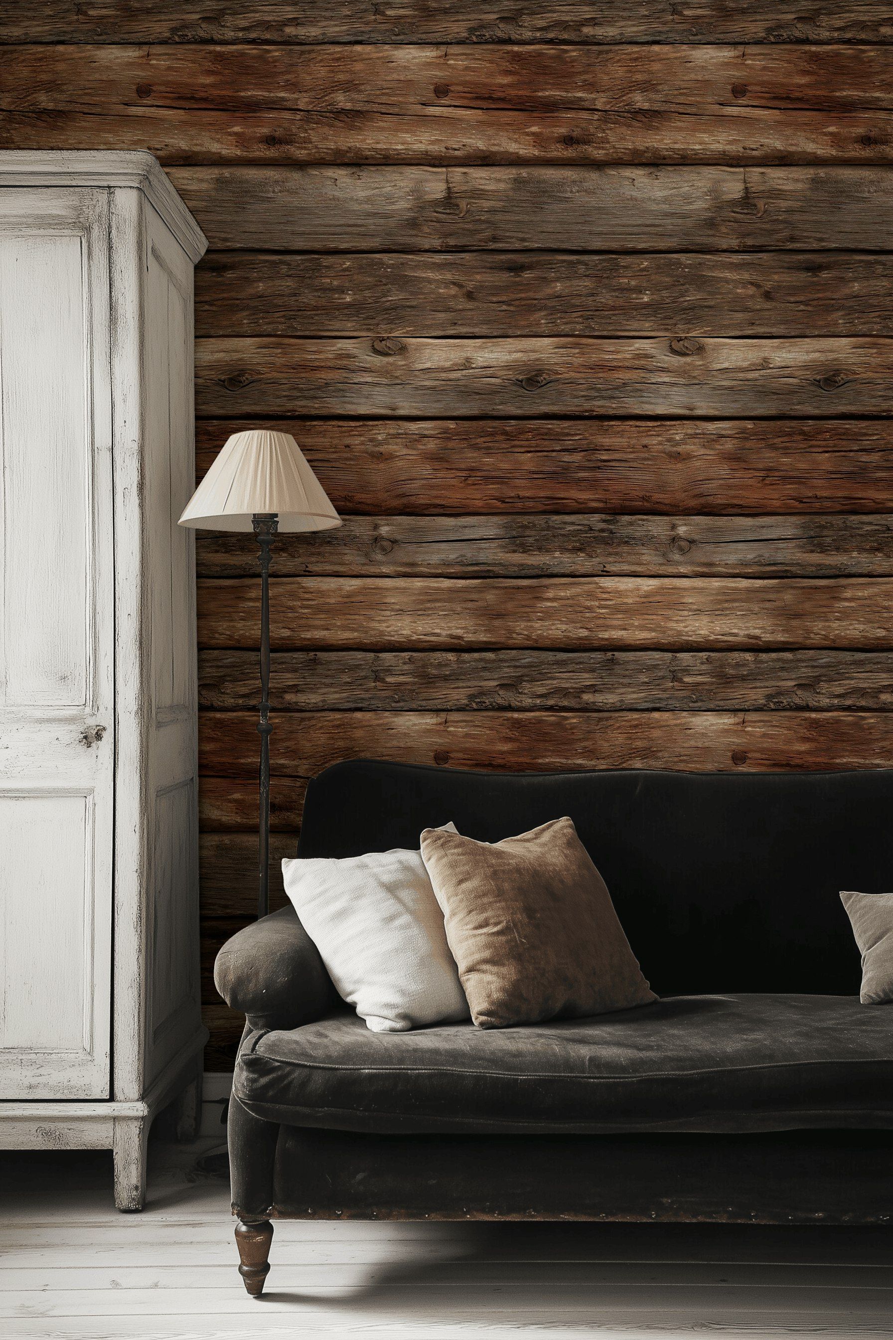 Aged Chestnut Wood Plank Effect Wallpaper