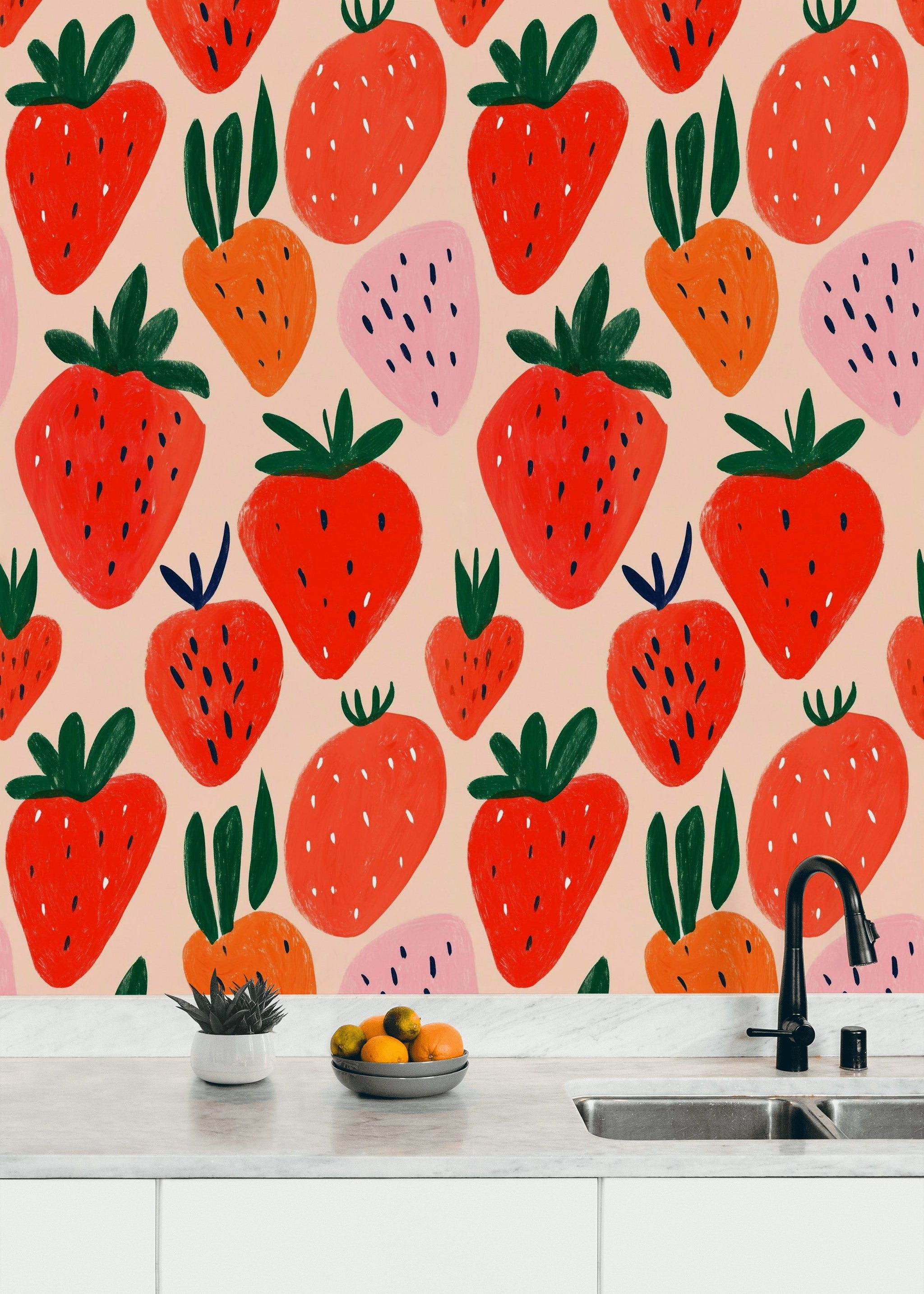 Vibrant Strawberry Pop Art Wallpaper