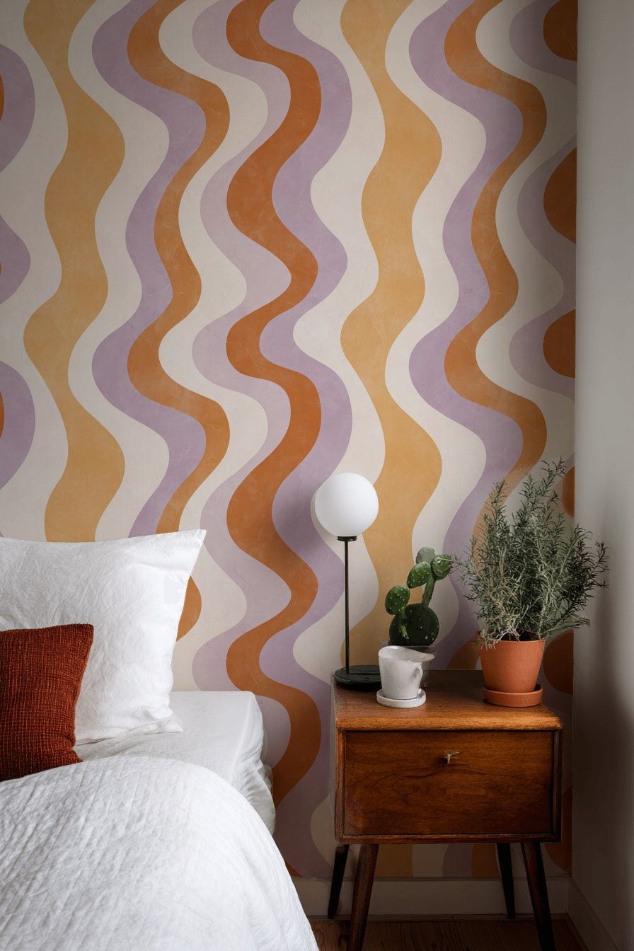 Cream and Orange Retro Wave Abstract Wallpaper