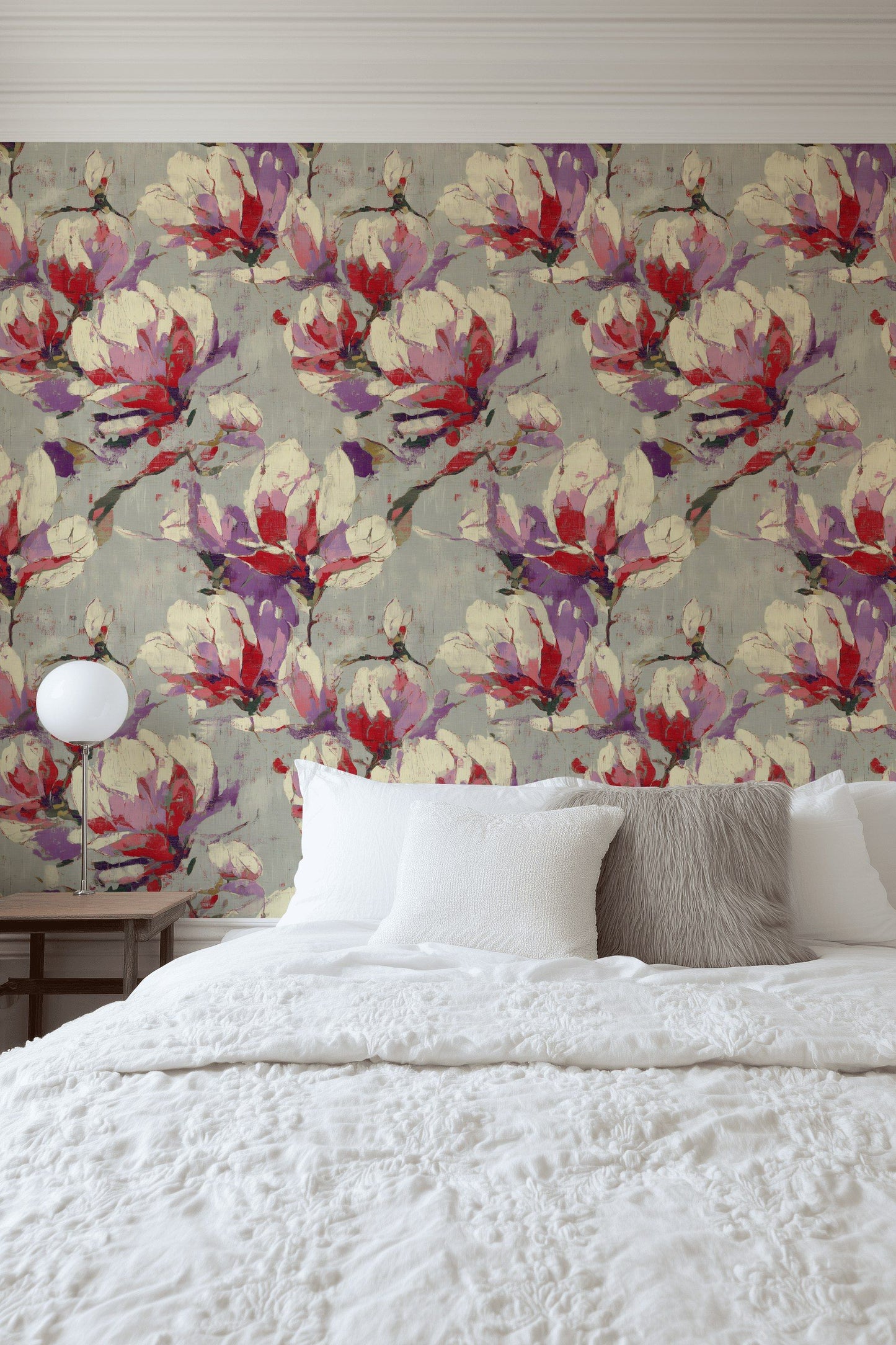 Red And Purple Floral Wallpaper Abstract Wall Mural