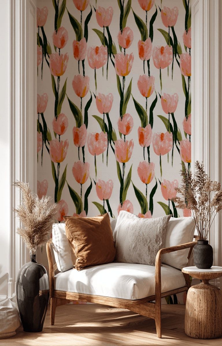 Tulip Garden Wallpaper Floral Modern Wall Mural
