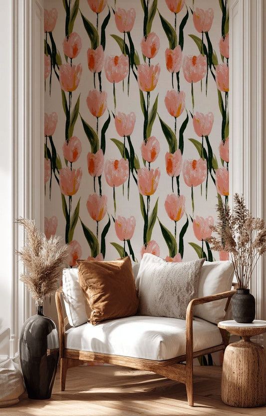 Tulip Garden Wallpaper Floral Modern Wall Mural