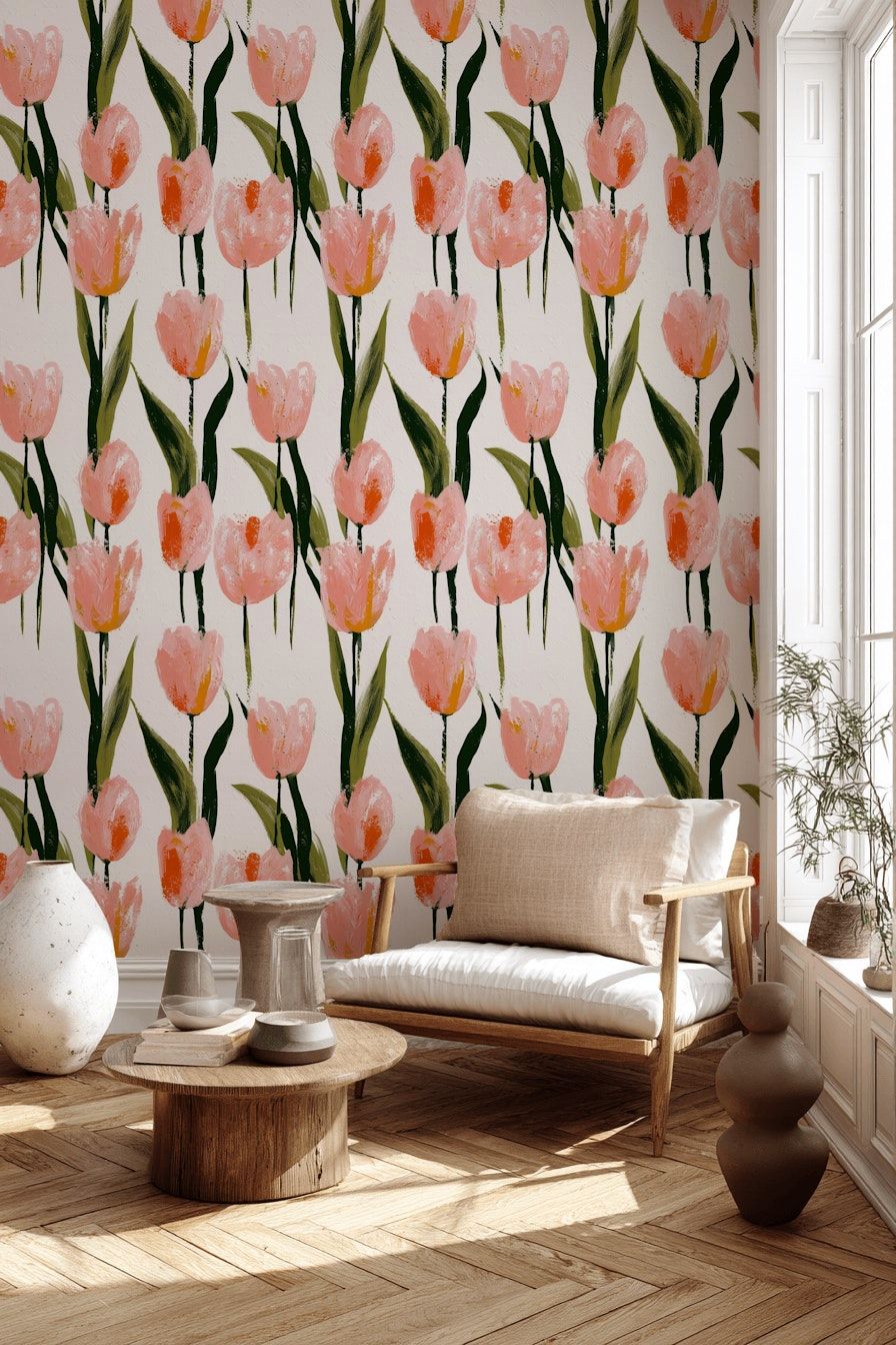 Tulip Garden Wallpaper Floral Modern Wall Mural