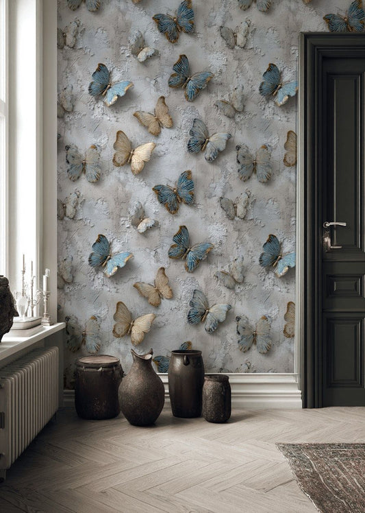 Butterfly Texture Wallpaper 3D Effect Concrete Wall Mural